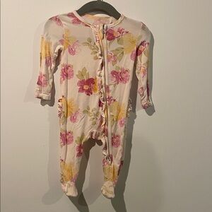 Angel Dear Floral Ruffle  Footsie PJ 0-3 Months